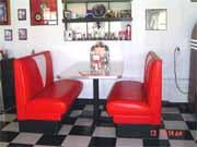 restaurant diner booths vintage retro V-back 57 chevy benches table happy days